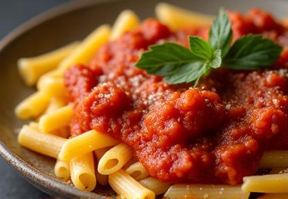 Pici, pasta spessa, con salsa all'aglione