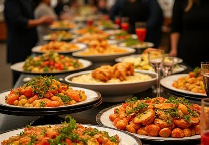 Preparazione di cibo per un evento di catering